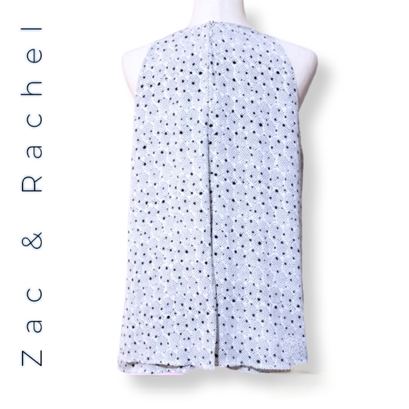 Zac & Rachel Black and White Polka Dots Sleeveless Swing Top, Woman's Large - Picture 8 of 10